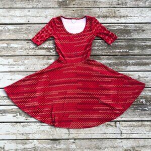 NWOT Knitters Dress - Stockinette Print Red Nicole LuLaRoe Knitting XS, medium